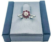 Trubrite 14K White Gold Ruby and Diamond Ring