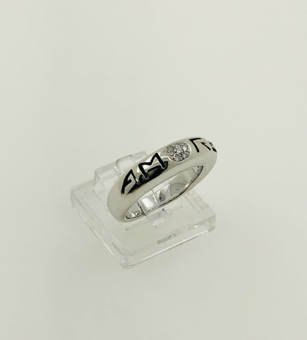 18K White Gold Diamond Band Ring -"AMORE"